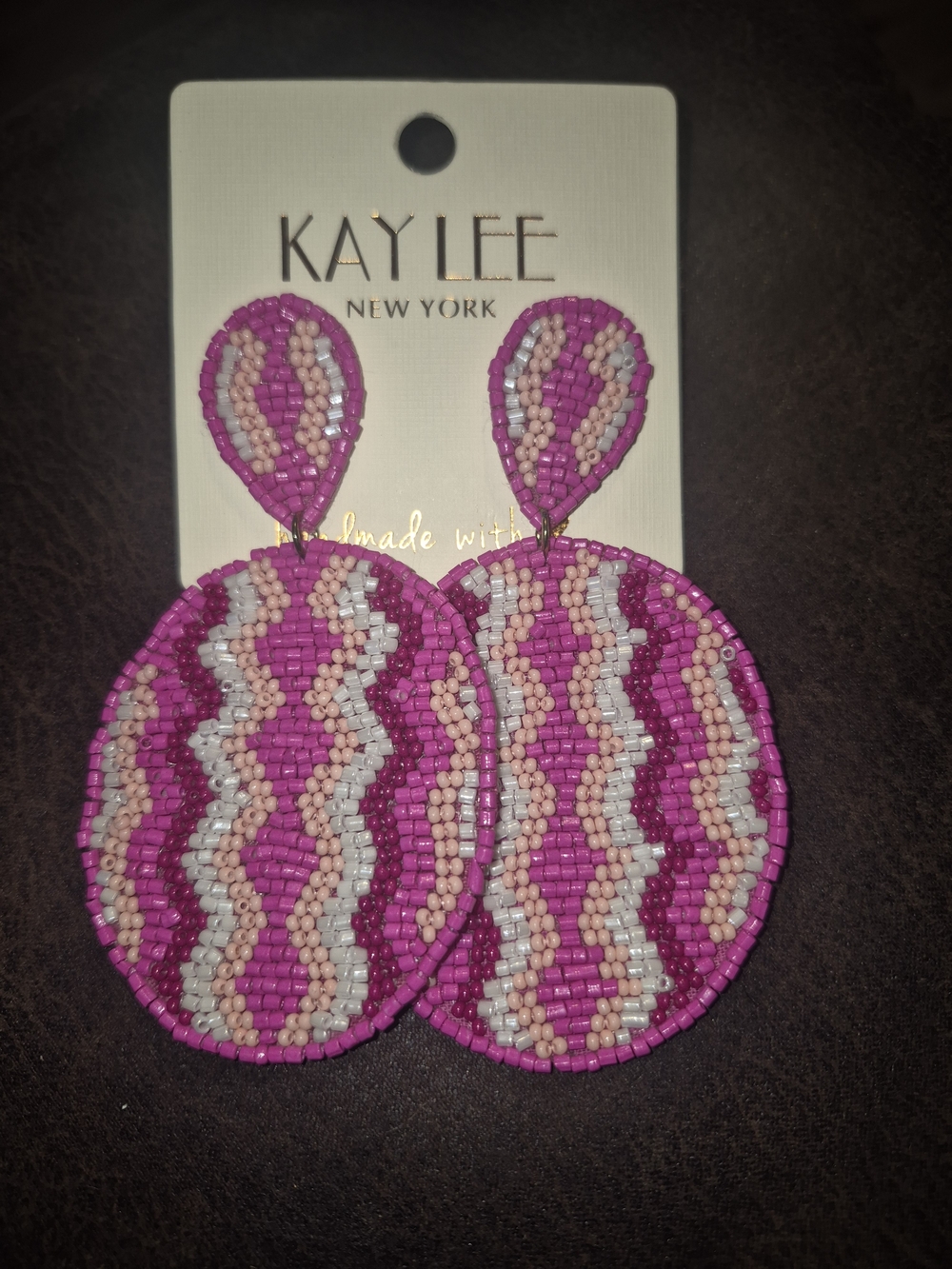 Kaylee New York Pink Wave Beaded Drop Earrings
